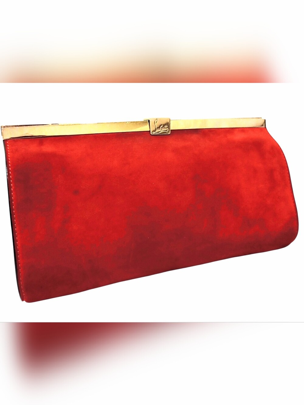 Christian Louboutin Palmette Clutch in Red Suede - Picture 3 of 16